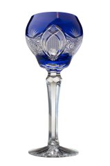 Modrý brúsený pohár na víno 220 ml, Glamour Crystal, 1 ks