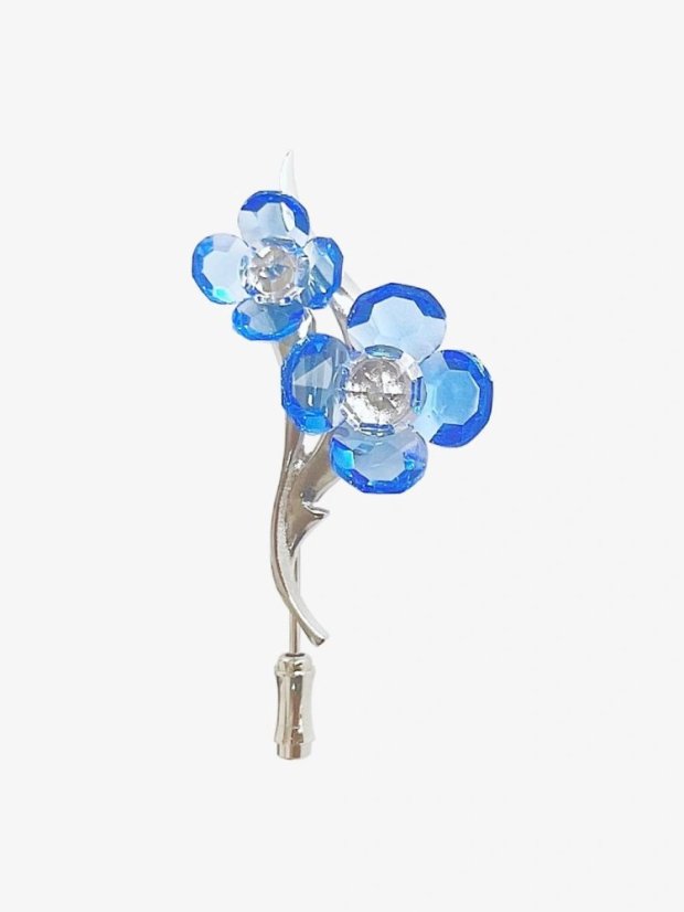 Bižuterní brož, Kytička-jehla, Preciosa, Modrá