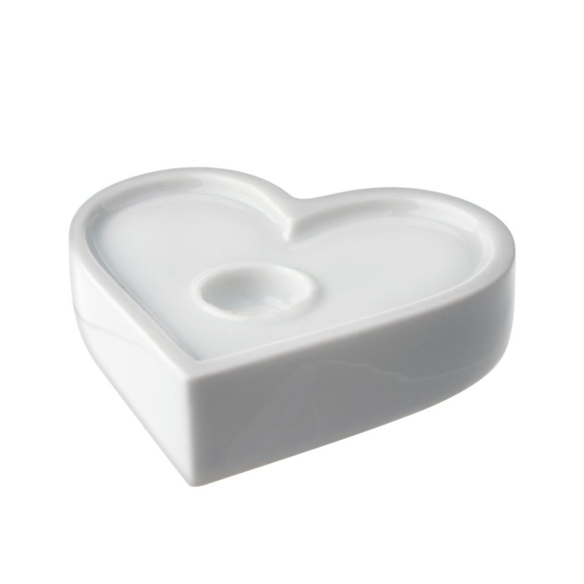 Porcelánový svícen Srdce Český porcelán Dubí bílý 9,2 × 8,5 cm