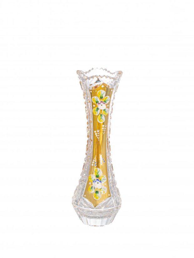Broušená váza, Zlatá, Royal Crystal, 23 cm