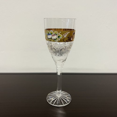 Broušená sklenice na víno se zlatem, 200 ml, Glamour Crystal, 1 ks