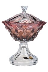 Křišťálová dóza na noze Bohemia Treasury, SAMBA - 25 cm, gradient smoke pink-KOPIE