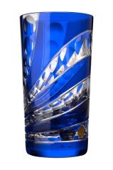 Brúsený pohár modrý 350 ml, Glamour Crystal, 6 ks