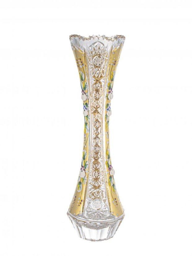 Broušená váza, Zlatá, Royal Crystal, 25,5 cm