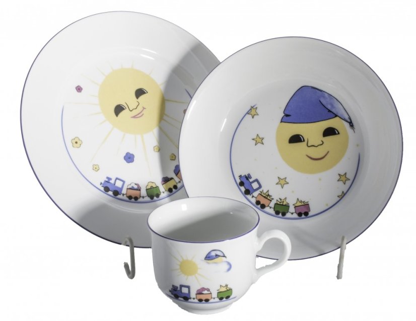 Dětská jídelní souprava, Thun, Sluníčko a měsíček, 3 ks