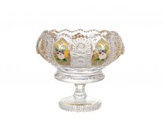 Broušená miska na noze, Zlatá, Royal Crystal, 15,5 cm