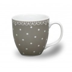 Porcelánový hrnek, Thun, Šedý s bílými puntíky, 470 ml