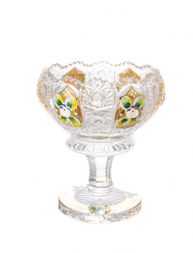 Broušená miska na noze, Zlatá, Royal Crystal, 12 cm Broušená miska na noze, Zlatá, Royal Crystal, 12 cm