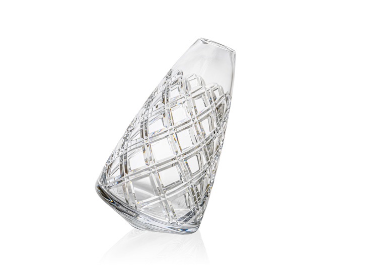 Křišťálová váza šikmá, BORDER, Gold Crystal, 33 cm