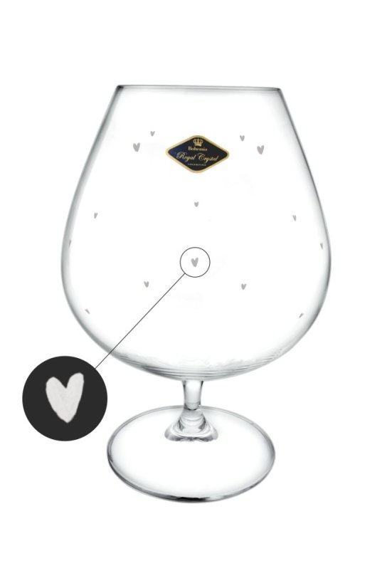 Koktailový pohár s rytým dekorom – srdiečka, Royal Crystal, 875 ml, 2 ks