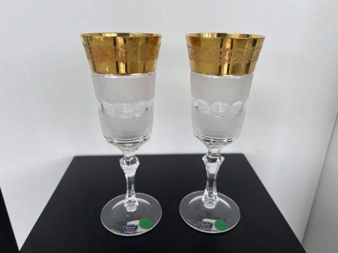 Broušené sklenice se zlatem, Glamour Crystal, 180 ml, 2 ks, 2. jakost