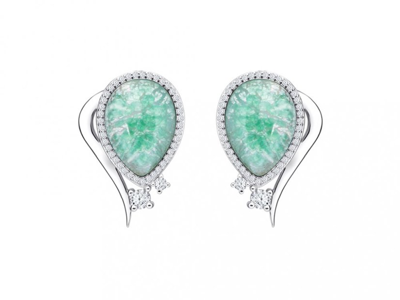 Stříbrné náušnice Ines s českým křišťálem a kubickou zirkonií Preciosa, tyrkys