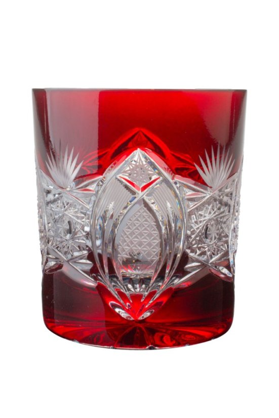 Červená broušená sklenice 320 ml, Glamour Crystal, 1 ks