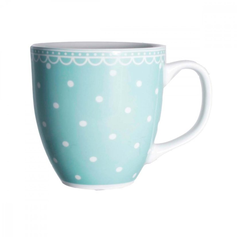 Porcelánový hrnek, Thun, Světle zelený s bílými puntíky, 470 ml