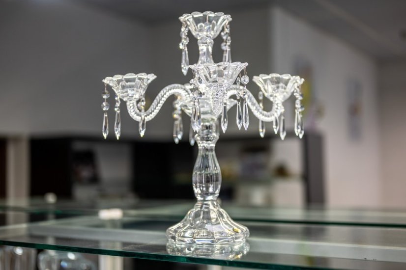 Svícen z křišťálového skla, 5 ramenný, Crystal Bohemia