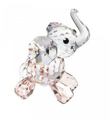 Skleněná figurka Slůně z českého křišťálu Preciosa - růžová