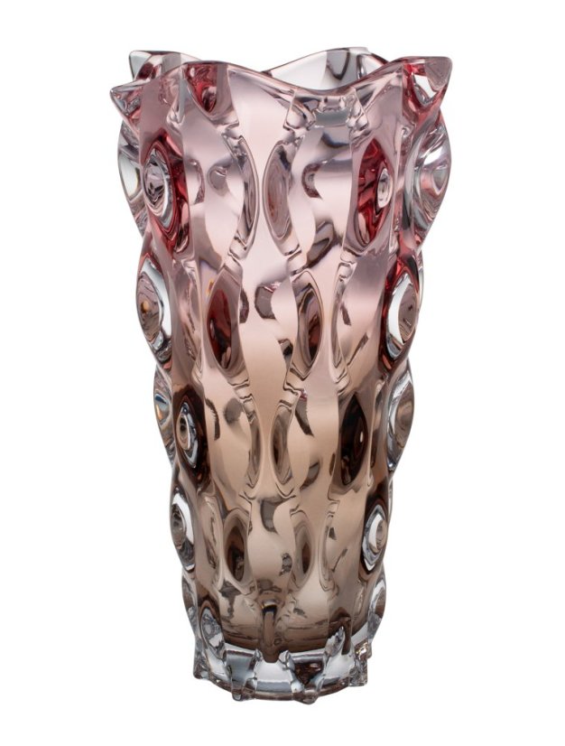 Křišťálová váza Bohemia Treasury, SAMBA - 30,5 cm, gradient smoke pink