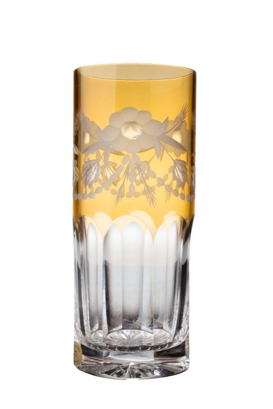 Žluté broušené sklenice na nealko 350 ml, Glamour Crystal, 2 ks