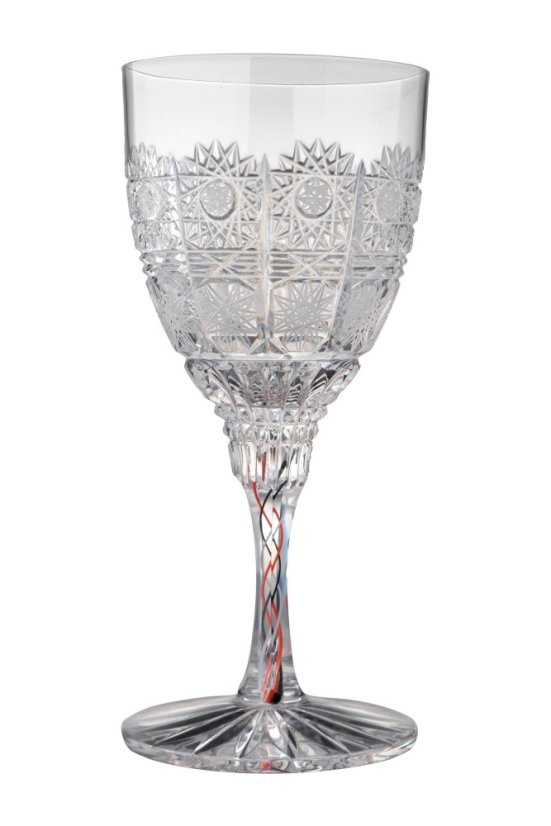 Brúsené sklo s červeným a čiernym žilkovaním 220 ml, Glamour Crystal, 2 ks