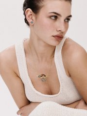 Pozlacené křišťálové bižuterní náušnice, Camelea, Preciosa, Modré