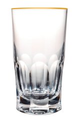 Broušená sklenice se zlaceným okrajem 230 ml, Glamour Crystal, 2 ks