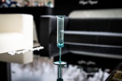 Sklenená váza, Květná 1794, tall stammed aqua 25 cm Sklenená váza, Květná 1794, tall stammed aqua 25 cm