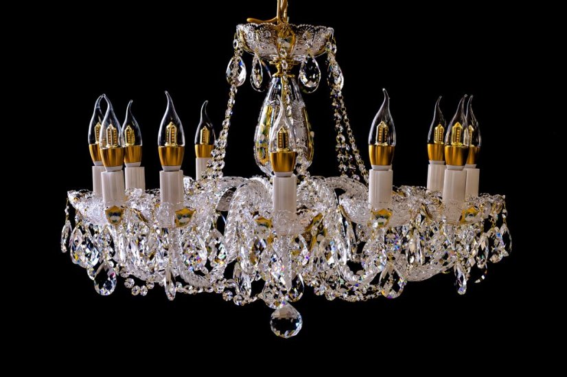 Krištáľový luster, Royal Crystal, zlacený - 12 žiarovek