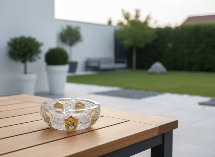 Ručně broušený zlatý popelník Royal Crystal
