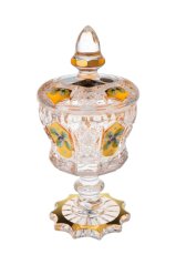 Broušená dóza na noze zlatá 18 cm | Royal Crystal Broušená dóza na noze zlatá 18 cm | Royal Crystal