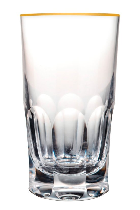 Broušená sklenice se zlaceným okrajem 230 ml, Glamour Crystal, 2 ks