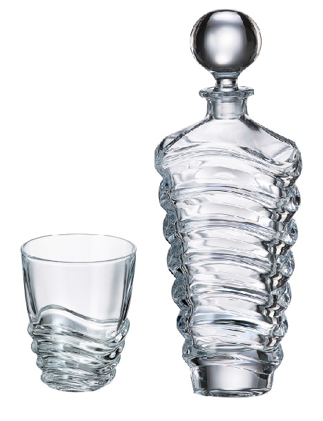 Láhev na whisky a sklenička Wave