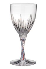 Broušená sklenice na víno s červeno-modrým žilkováním 220 ml, Glamour Crystal, 2 ks