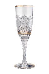 Zlacený broušený pohár na šampaňské, Glamour Crystal,160 ml, 2 ks
