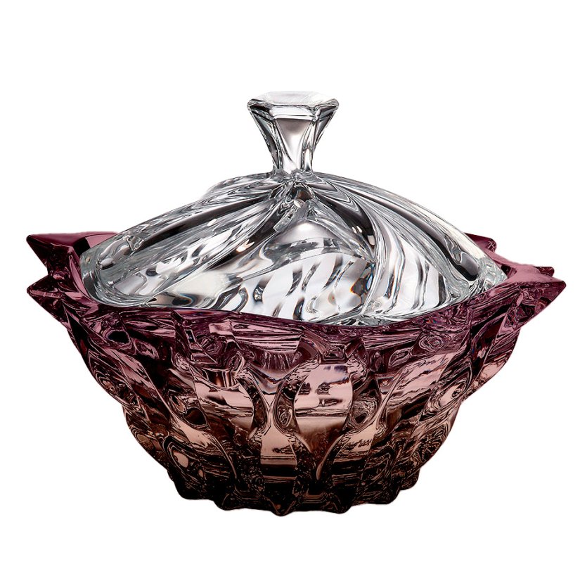 Křišťálová dóza Bohemia Treasury, SAMBA - 21 cm, gradient smoke pink