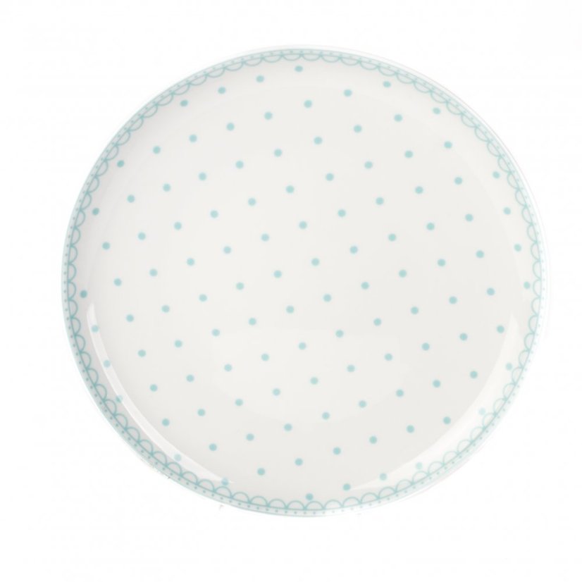 Porcelánový talíř TOM | Tyrkysové puntíky | Thun