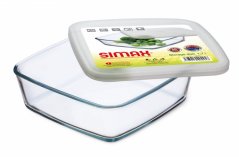 Skleněná dóza hranatá s plastovým víkem, Simax 0,5 l