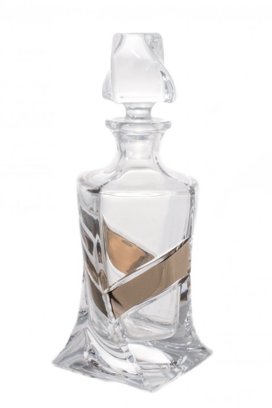 Skleněná láhev na whisky, Crystalite Bohemia, QUADRO, Zlato, 400 ml