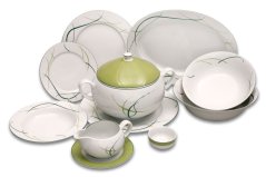 Jídelní souprava, Thun, Opal, Zelené linky, 27 ks