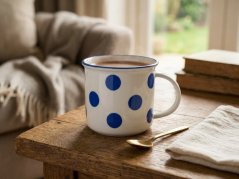 Porcelánový hrnek, Modrý puntík, Český porcelán Dubí, Tina, 250 ml