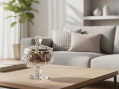 Broušená dóza na noze 16,5 cm | Royal Crystal