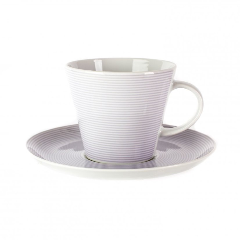 Šálek s podšálkem, Thun, TOM, Fialové linky, 100 ml, 12 ks