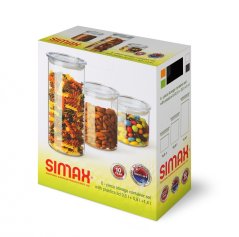 Souprava zásobníků s víkem, SIMAX, 0,5 l + 0,8 l +1,4 l, 3 ks
