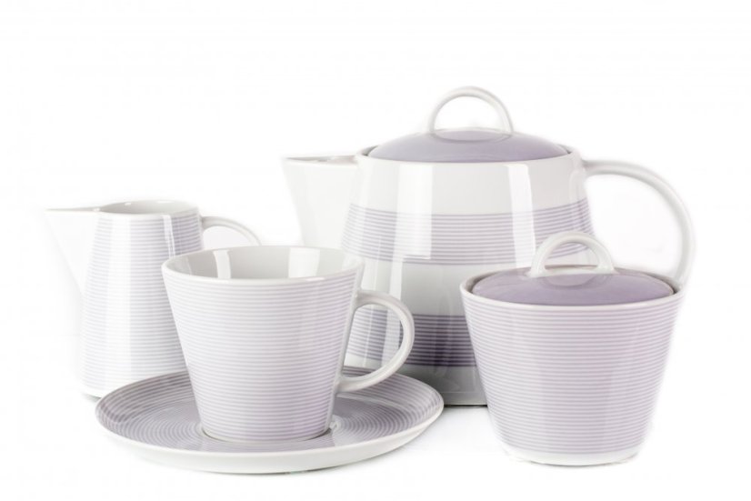 Čajová souprava, Thun, TOM, Fialové linky, 17 ks