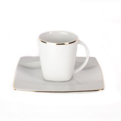 Šálek s podšálkem, Thun, EYE, Zlatá linka, 230 ml, 12 ks