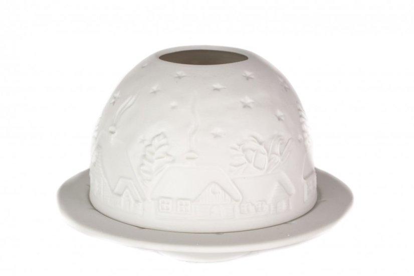 Porcelánová průsvitka na svíčku, Český porcelán Dubí, Vesnička