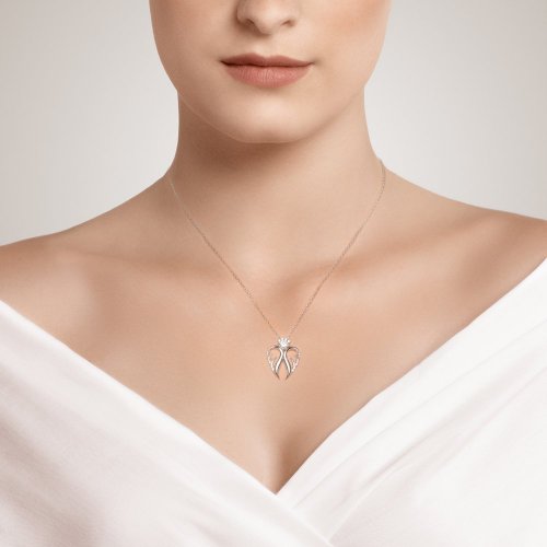 Stříbrný náhrdelník Angelic Hope, anděl s kubickou zirkonií Preciosa