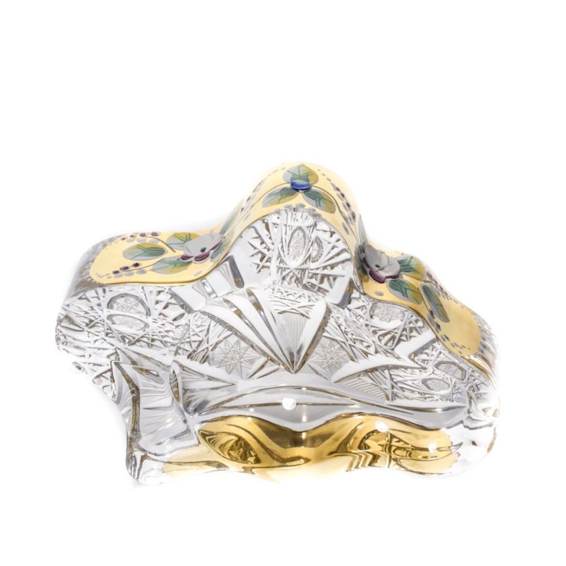 Ručně broušený zlatý popelník Royal Crystal