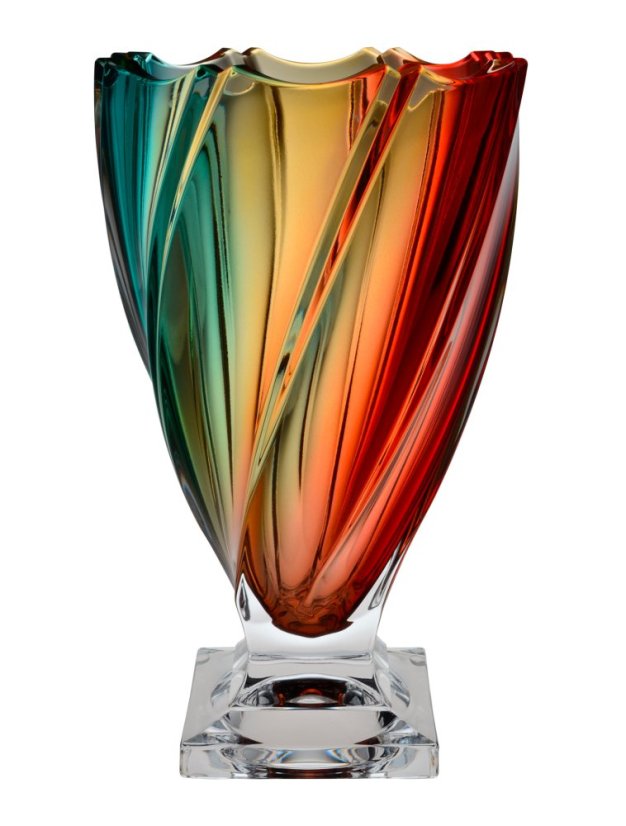 Křišťálová váza na noze PONTI Rainbow – 31 cm, Bohemia Treasury