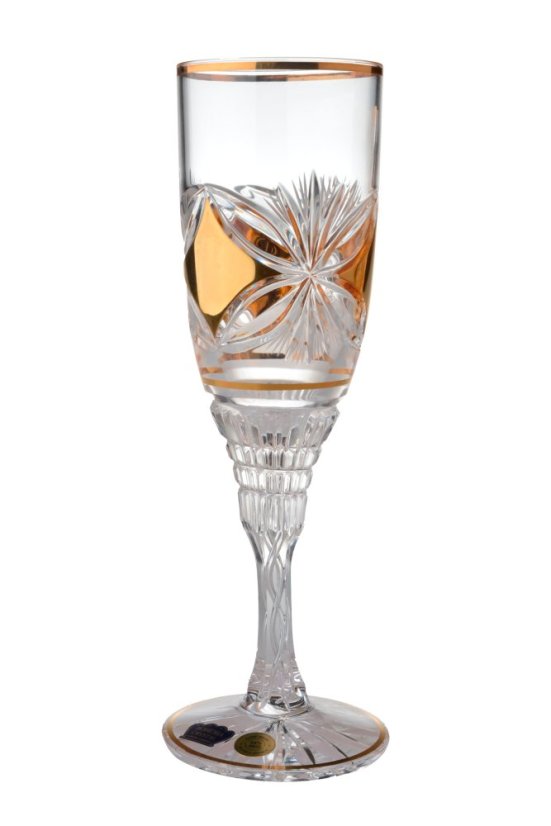 Broušený zlacený pohár 160 ml, Glamour Crystal, 2 ks