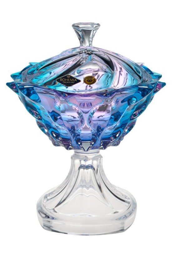 Křišťálová dóza na noze SAMBA 25 cm – light gradient od Bohemia Treasury